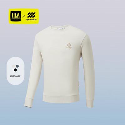 HLA Men's Color-Block Embroidered Round Neck Sweatshirt