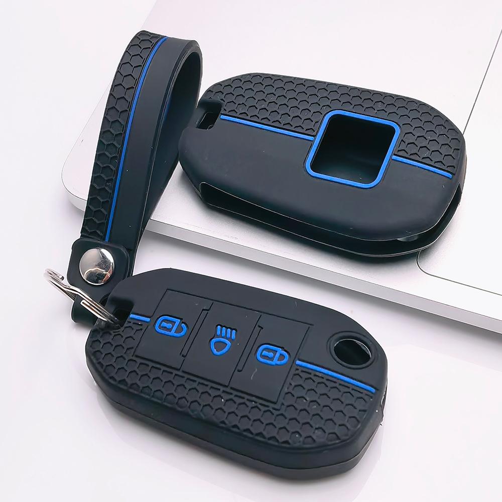 Key Fob Cover for Peugeot 3008 308 208 508 C4 Picasso with Keychain Anti-Scratch Surface Shockproof Structure Soft Grip Texture Easy Install Design