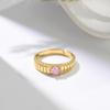 Elegant European-American Light Luxury Square Diamond Titanium Steel Ring for Women – Fashionable, Simple, and Versatile.
