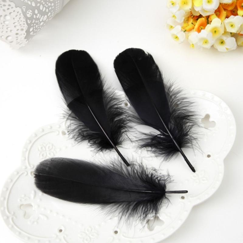 Pack Of 100 Natural Black Feather Natural Gooses Feather For Craft Wedding Decoration Hat Earrings Jewelery Making
