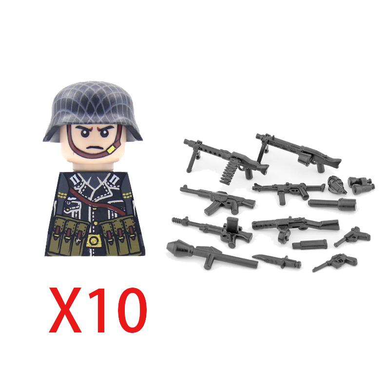 Military Soldier Building Block Figure British US Snow Camouflage Troop MP40 M1A1 Motorcycle Accessories Toys Gift Brick Z02