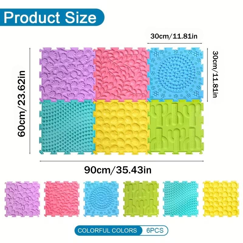 Tactile Play Textured Tiles 6Pcs Mini Animal Theme Sensory Mats Educational Game Textured Fabric Animal Mat Sensory Wall Panel