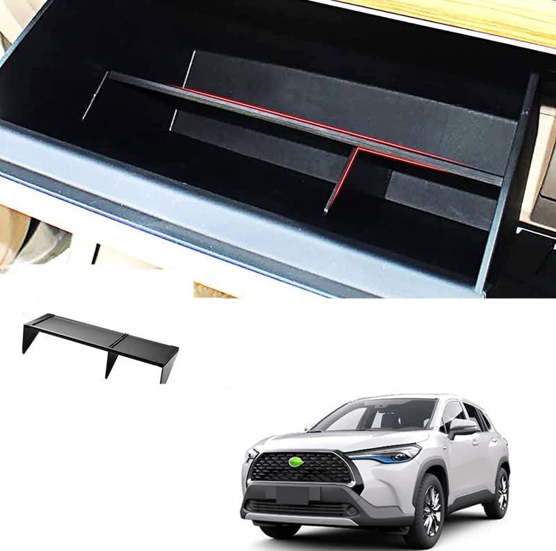 

MEKOMEKO Разделитель для хранения в перчаточном ящике для Toyota Corolla Cross 2021 и лоток центральной консоли Автомобильный ящик для хранения Интерьер Интерьер Мелкие предметы Изготовлен из АБС 1