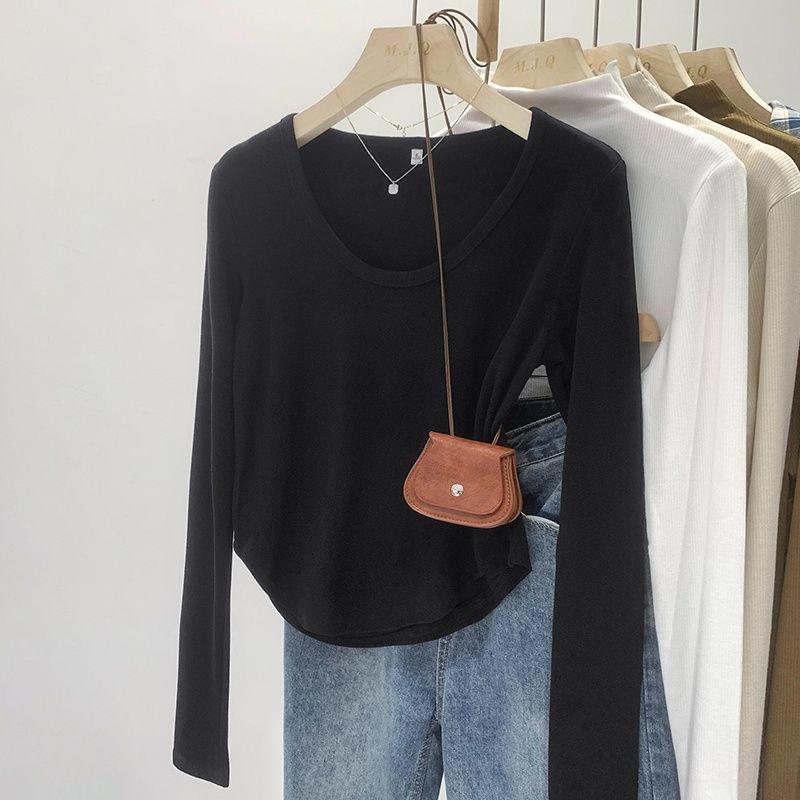 

Women s Double-Sided German Velvet Base Layer Shirt: High-End, Slimming, Versatile, Stylish, Thick, Warm, Round Neck. M (95-105 lbs)