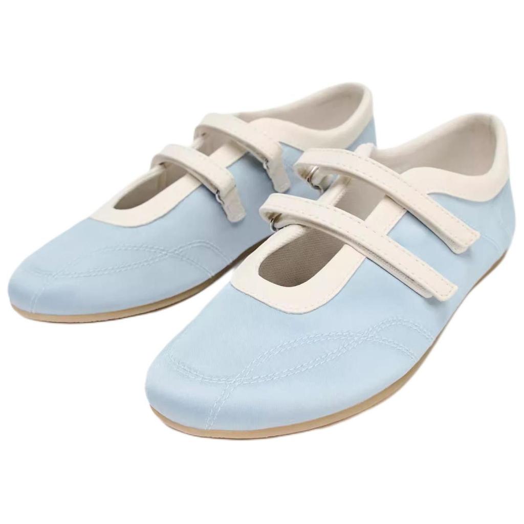 Zara Lightweight Elegant Comfortable Simple Satin Effect Stitched Detail Ballet Casual Flats Women flats Ocean-Blue 15206510-38
