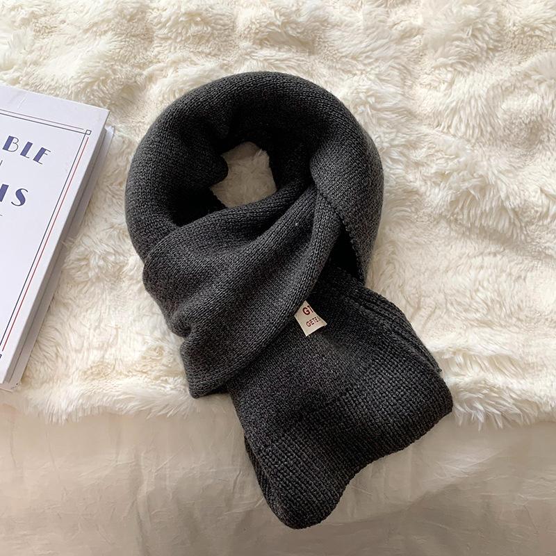 Knitted scarf women's high-end autumn and winter versatile student couple warm small scarf scarf shawl