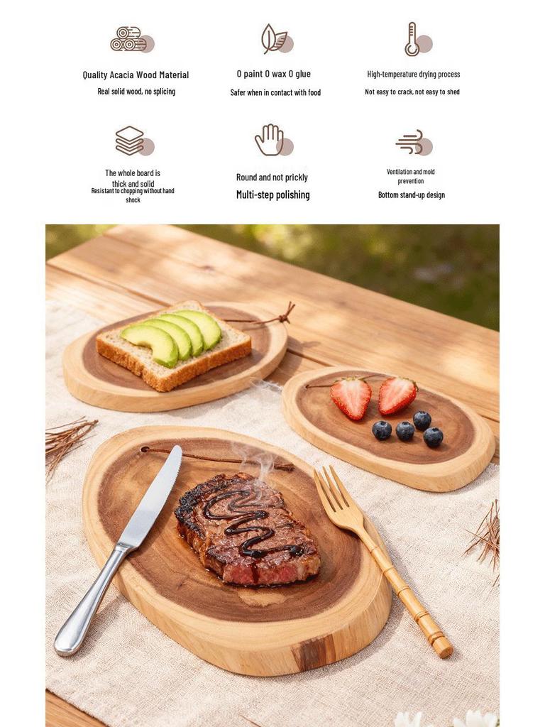 High-End Irregular Acacia Wood Cutting Board & Platter for Camping and Picnics