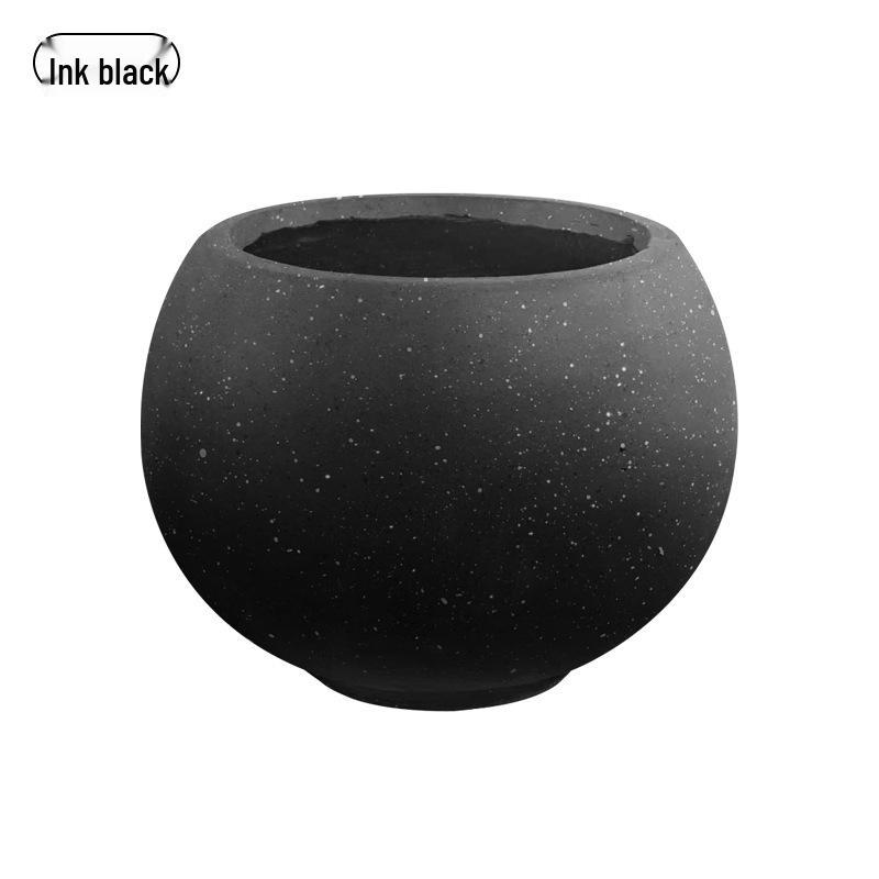 Spherical Cement Flower Pot for Ficus, Orchids, and Green Plants - Ideal for Home, Living Room, Balcony, or Outdoor Use.
