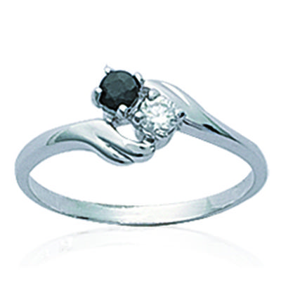 Silver Ring 'Scarlett' White Sapphire (rhodium) - 7 Mm