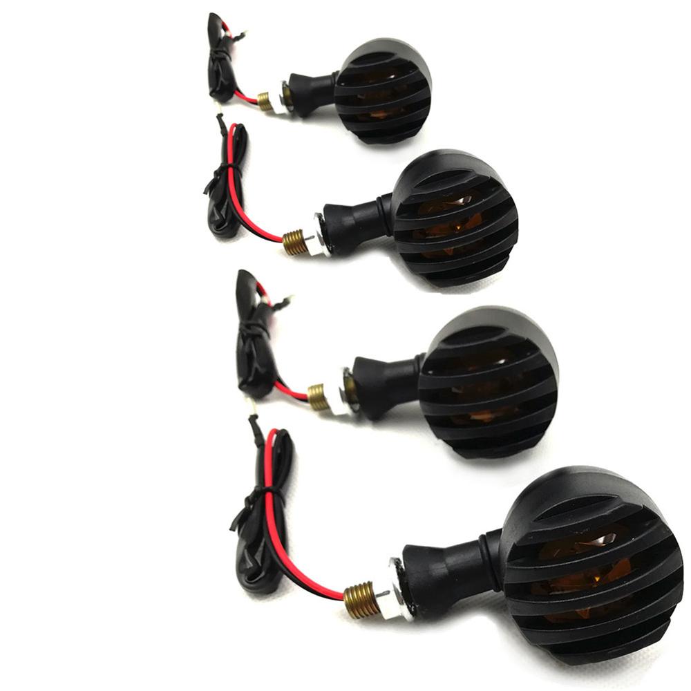 2/4 PCS Motorcycle Plastic Retro Grill Bullet Flasher Amber Turn Signal Indicator Light Lamp For Kawasaki Harley Honda Suzuki