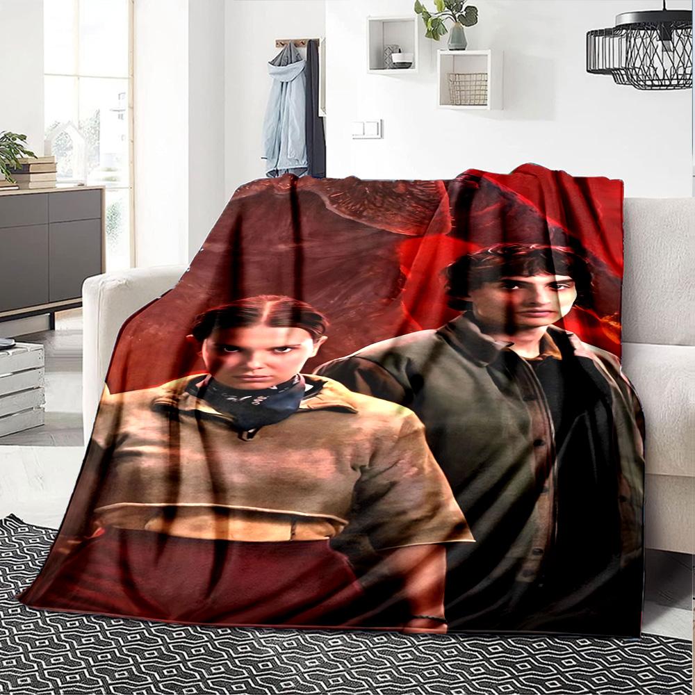 1pc Stranger Things Shadows Tomorrow Flannel Blanket,Ultra Soft Warm Plush Throw for Home Bedroom Bed Sofa Cover Camping Picnic Gift Y72432