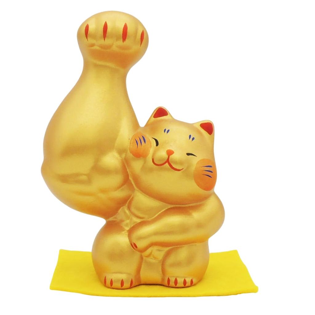 Good Business Opening Feng Shui Increases Financial Increases Lucky Lottery Ticket Strong-Armed Maneki-Neko (Right-Handed Maneki-Neko) Figurine, Luck,