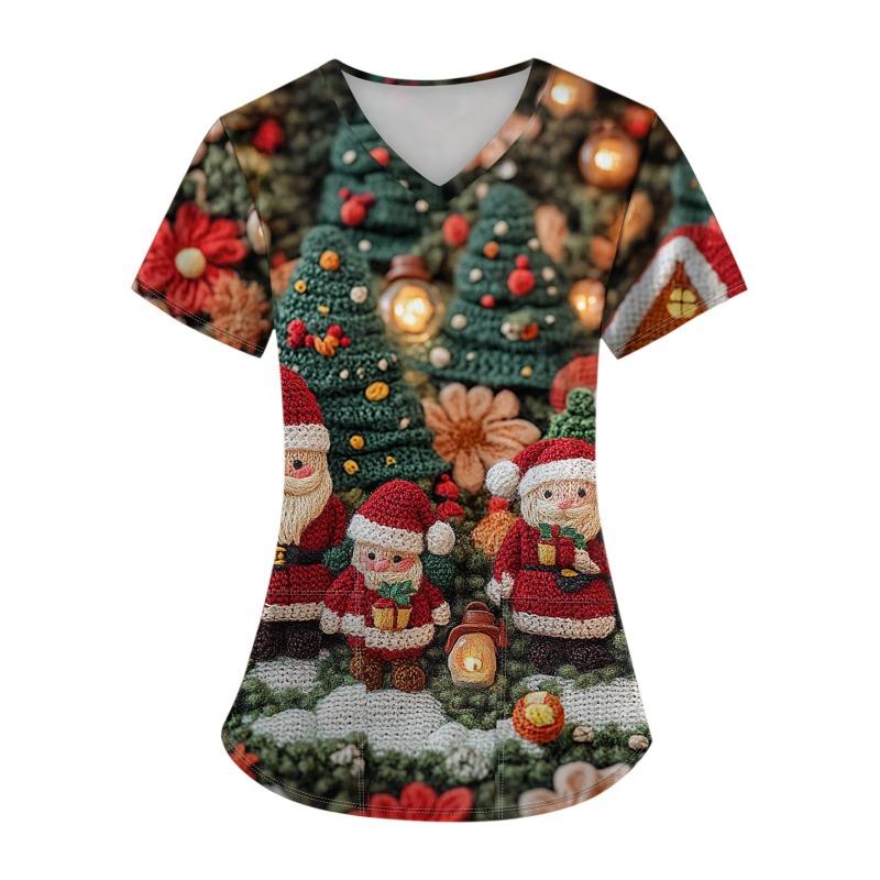 

Женская униформа для медсестер с V-образным вырезом и короткими рукавами, с изображением животных, цветной градиентный тренд, цифровая печать 3D, футболки для женщин 5XL