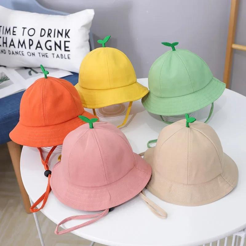 1-3Years Baby Sunshade Basin Cap Cute Little Grass Kids Fisherman Hats Solid Color Children Bucket Hat Boys Girls Outdoor Visors