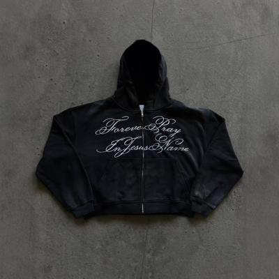 European and American High Street Dark Wind Hooded Zipper Sweater Men's and Women's Four Seasons Trendy Brand Street Retro Loose Coat