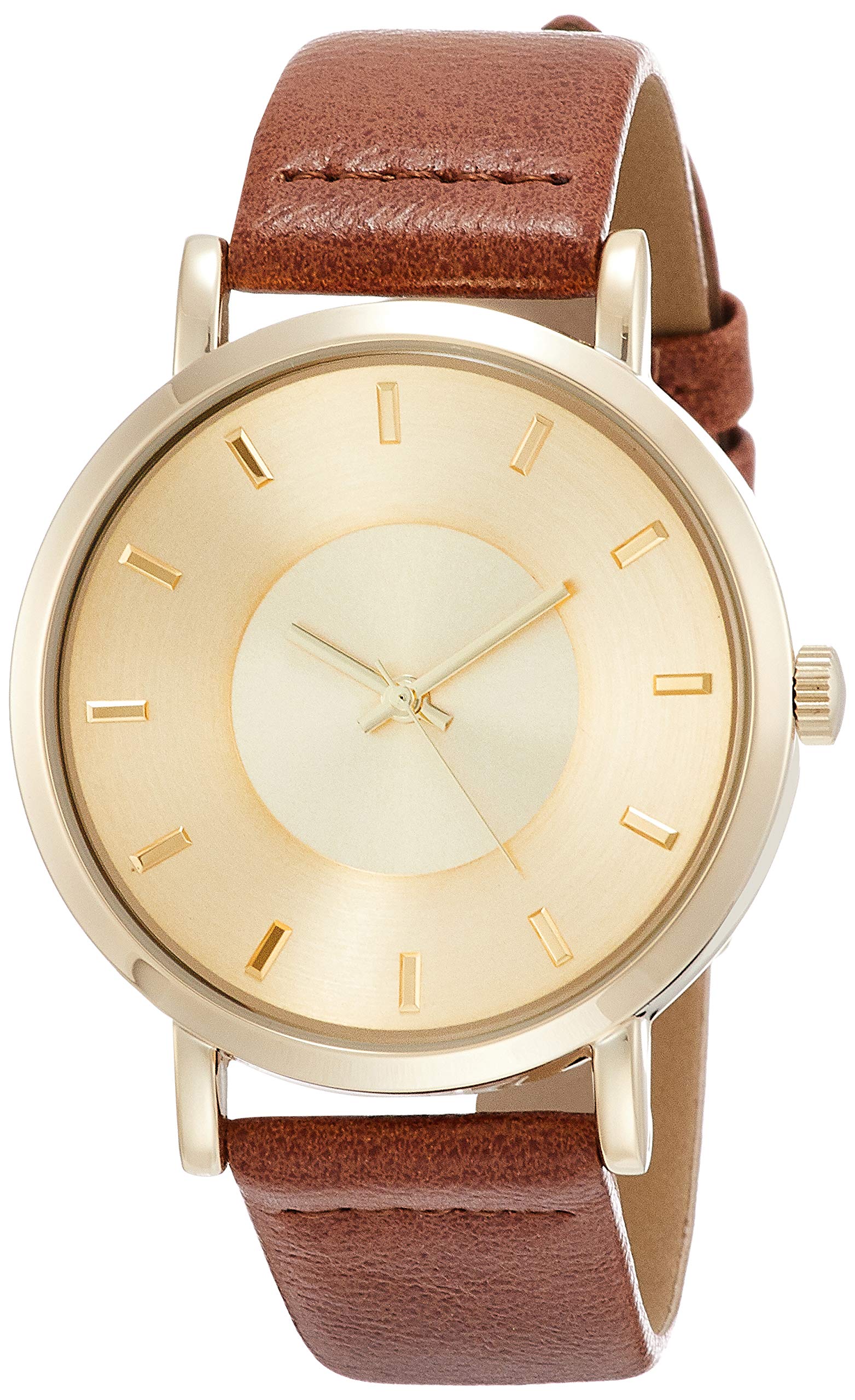 

Fieldwork Analog Classy Wristwatch, Leather Strap, QKD054-2, Men s, Brown