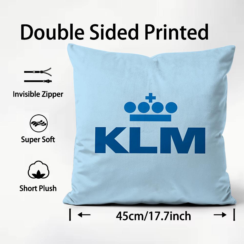 

Netherlands Klm DutcH Airlines Cushion Cover Plush Fabric Soft DoubleSided Printed Sofa Warm Winter Home Child Gift Pillow Case 30x30cm