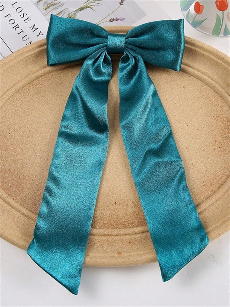 1 Piece of Women's Solid Color Fabric Bow Streamer Duck Clip Back of Head Half Tie Hair Clip Daily Commuter Hair Accessories
