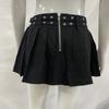 European and American Summer Women's Hot Stamping Design Pleated Skirt Chain Splicing Decoration Fashionable Half Skirt