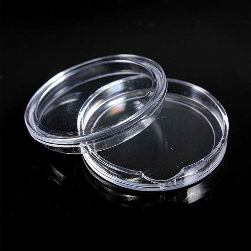 A84X-60 Pcs Small Round Transparent Plastic Coin Capsules Box 38Mm