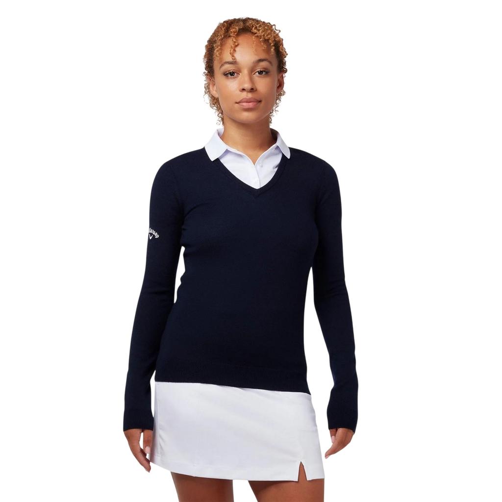 Callaway Womens/Ladies Fine Knit V Neck Long-Sleeved Golf Pullover