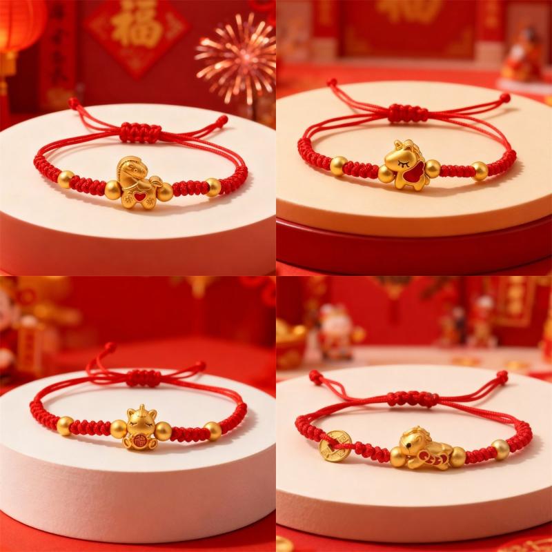 Weaving Red Rope Lucky Bracelet For Year Of The Horse Braided Rope Bracelet Beads Bracelet Jewelry Accessories  Year Gifts