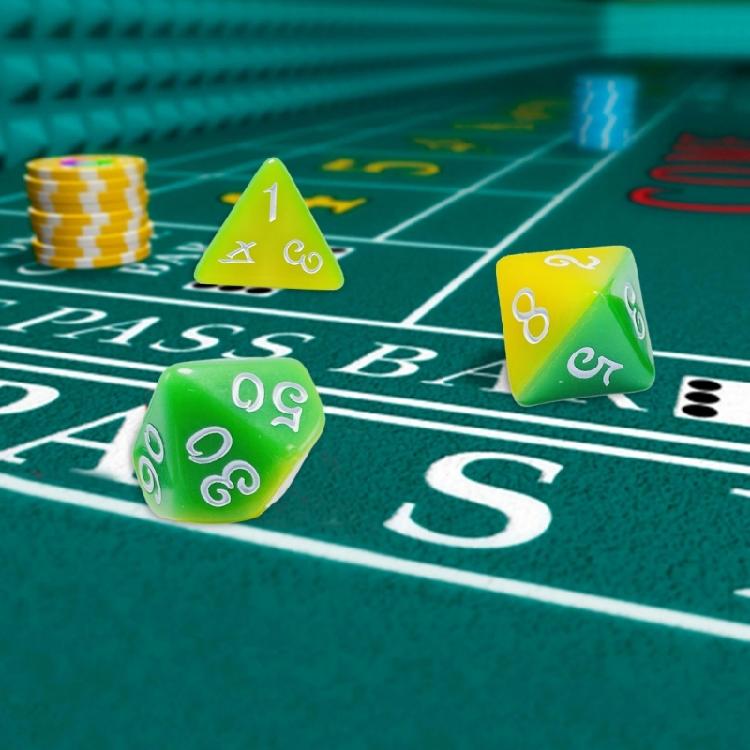 7Pcs Multi-Sided Acrylic Dices Polyhedral Dices Double Color Tabletop Game Dices