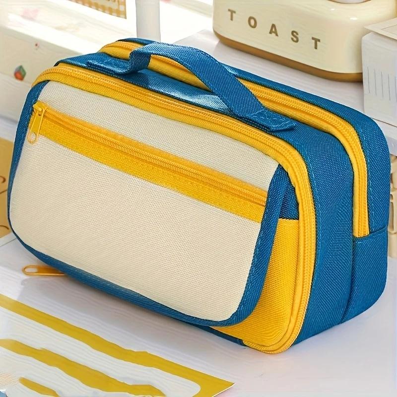 9-Layer Large Capacity Pencil Case Durable Oxford Fabric Multi-Compartment Organizer Portable and Washable Pen Bag жёлтый