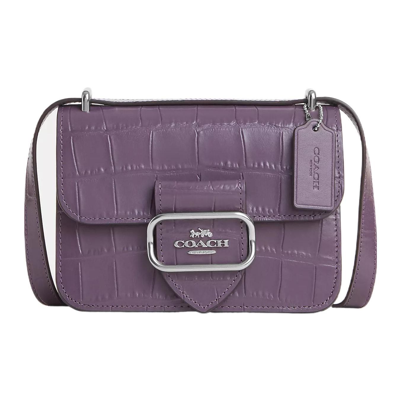 

Coach Morgan 18 Solid Color Logo Crocodile Pattern Snap Leather Shoulder Bag Women shoulder bag Purple CN313-SVAE Basic Set (Bag+Dust Bag)
