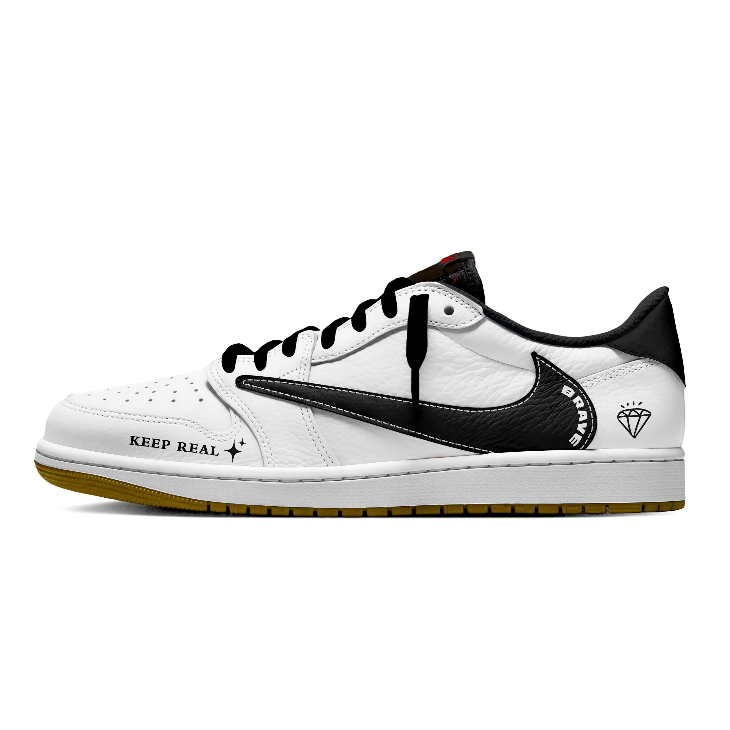 

Jordan x Travis Scott Air Jordan 1 Black White Realme 7.0 Low Slip Resistant Low top Vintage Basketball Shoes Women s DZ4137-700(Team1897-) 40.5