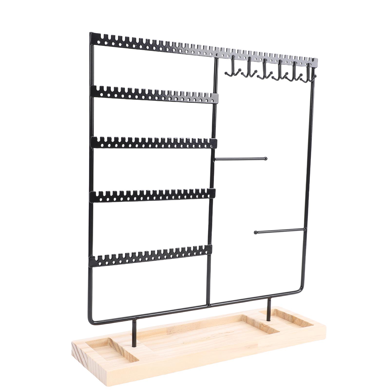 

Jewelry Stand Metal Ear Holder Bracelet Necklace Display Rack with Wooden Base for Women Girls
