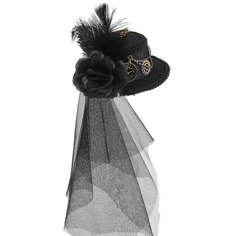Steampunk Top Hat Gear Accessories Accessories Lolita Mesh Dark Flower Party Show Decorative Top Hat