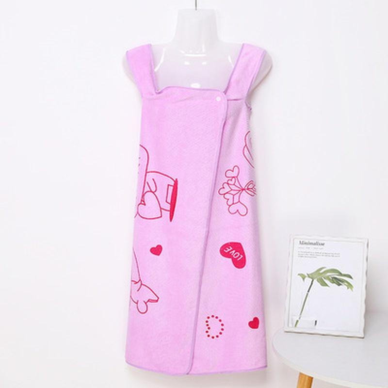 

Женское банное полотенце, пригодное для носки для девочек, летний легкий халат из микрофибры, милая бретелька на шее для взрослых, домашняя юбка для ванной, пижама 80 X 135CM фиолетовый