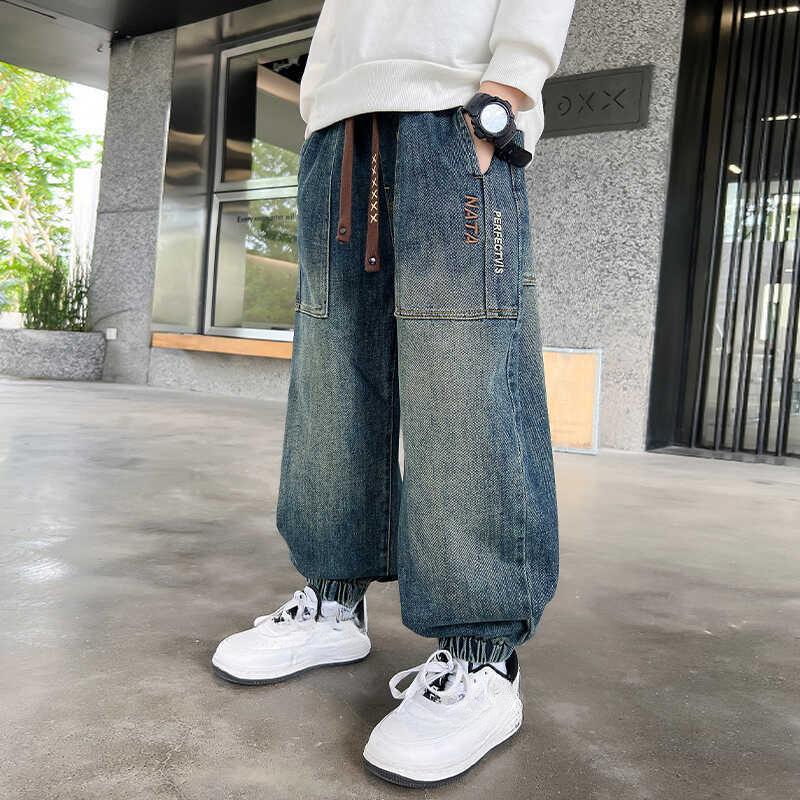 

Джинсы для мальчиков Детская одежда Осень Мальчиковые корейские брюки Детские свободные брюки 170cm