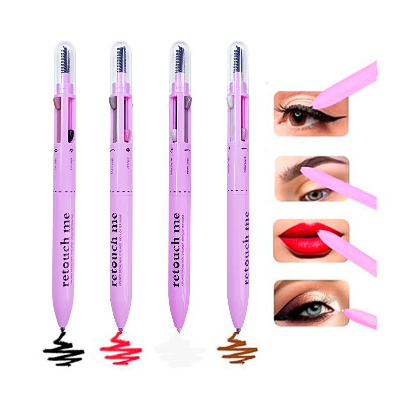 4-in-1 Makeup Pen: Lipliner, Highlighter, Eyeliner & Eyebrow Pencil in Four Colors