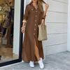 ZANZEA Women Casual Turn Down Collar Long Sleeve Vintage Long Shirt Dress