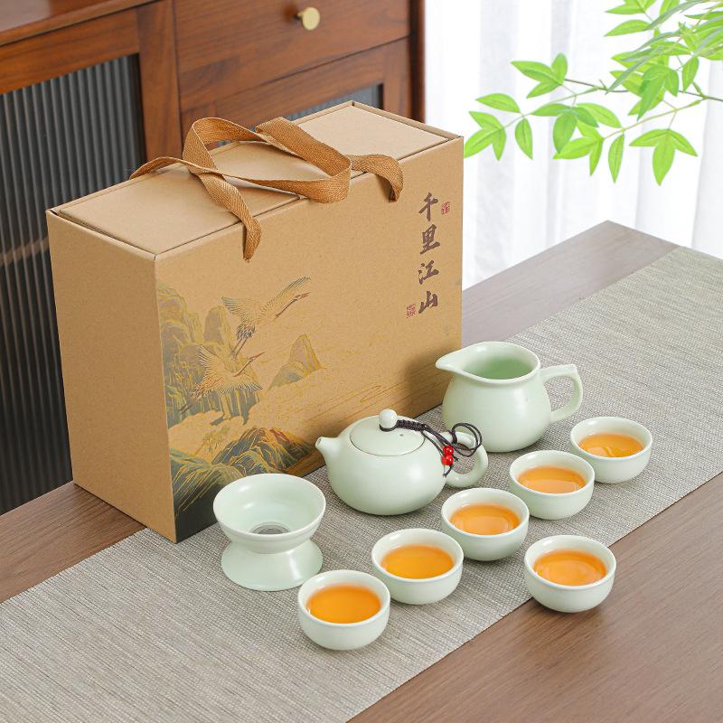 Chinese Kung Fu Teaset Ceramic Household Teapot Set Outdoor Travel Tea Cups of Tea Ceremony Teacup Fine Gifts Tea Accessories