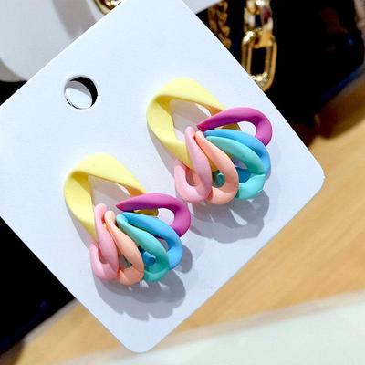 New S925 Silver Needle Macaron Earrings 2023 Trendy Acrylic Matte Contrast Hanging Earrings Simple Fashion Female Party Jewelry