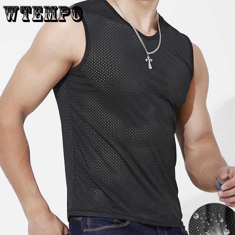 

Жилет из ледяного шелка, мужской тонкий сетчатый жилет, дышащий, быстросохнущий спортивный широкий жилет, верхняя одежда, мужская футболка без рукавов, летняя