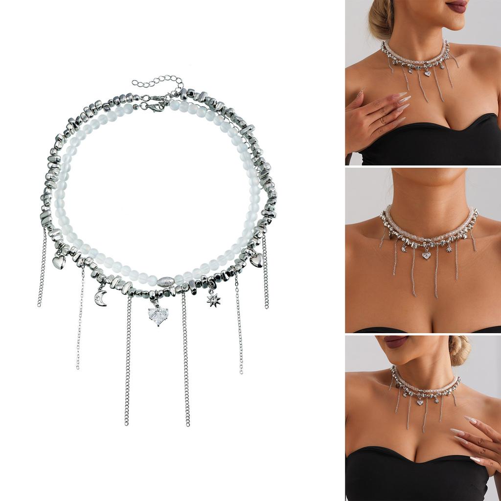 Romantic Heart Shaped Zirconia Necklace with Tassels Designs Clavicle Chain Perfect for Parties and Everyday Wear
