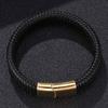 New Men Black Leather Bracelet Man Stainlees Steel Buckle Cuff Bracelets Bangles Male Jewelry Gifts