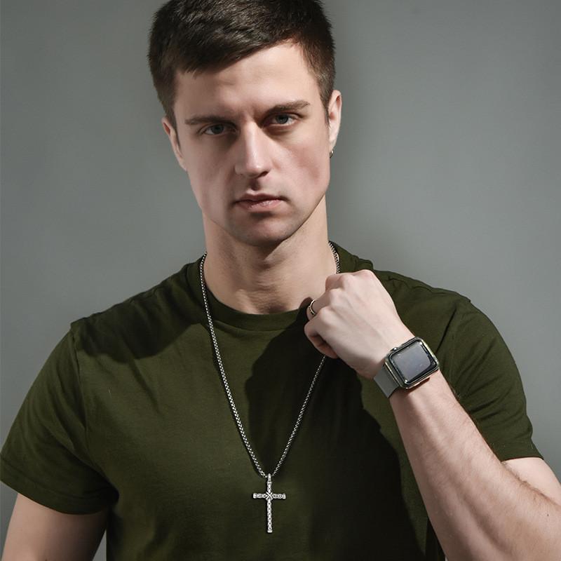 Szczęśliwy Magiczny Krzyż ze Stali Tytanowej Naszyjnik Dla Mężczyzn Unikalny Styl Hip Hop Streetwear