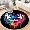 1pc PawPrints Heartbeat Office Round Area Rug, Indoor Mat Suitable ForOffice, Under Office Chairs Bedroom Living Room Home Decor T185