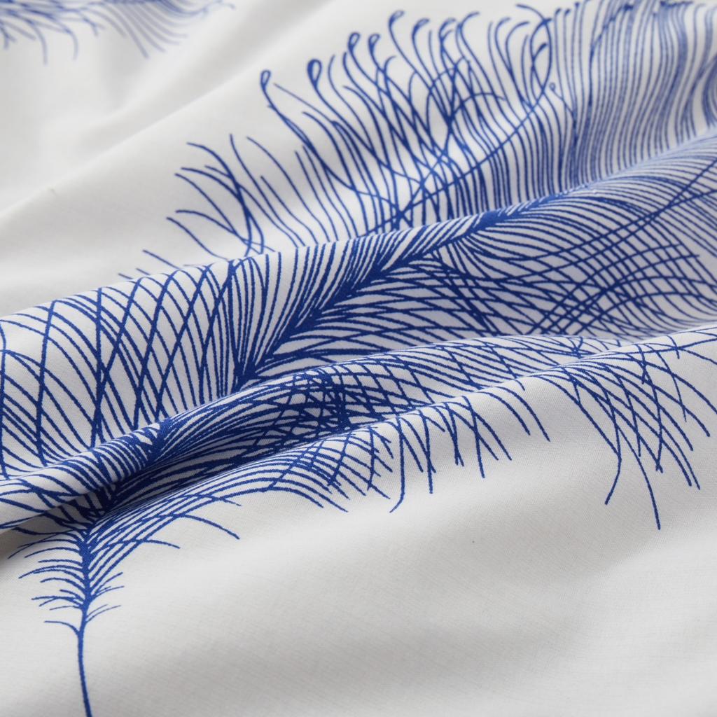 Feather Duvet Cover Twin Queen Reversible Blue Feathers Print Comforter Cover Microfiber 2/3 Pcs Boho Bedding Set for Girls Teen