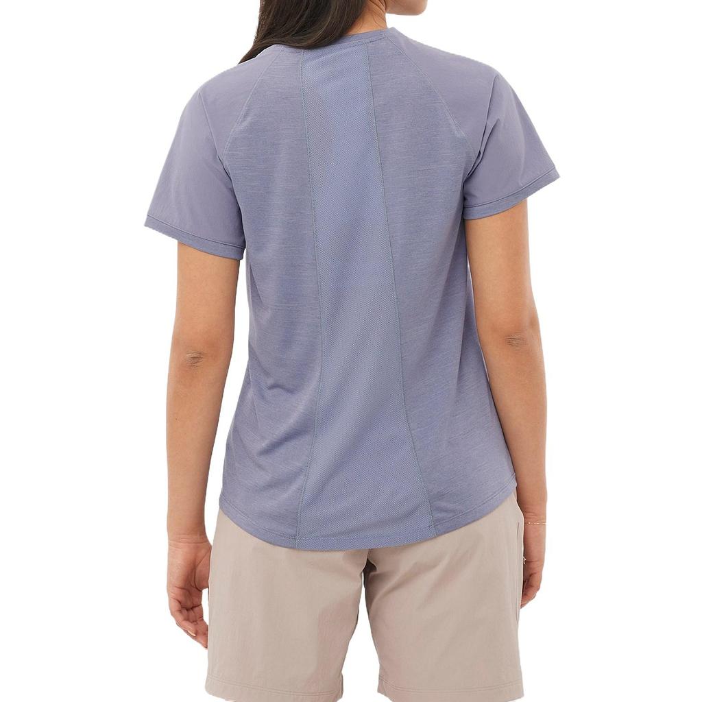 SALOMON Outline Round Neck Solid Color Comfortable Casual Short Sleeve T-Shirt Women T-Shirt Granite-Blue C24702