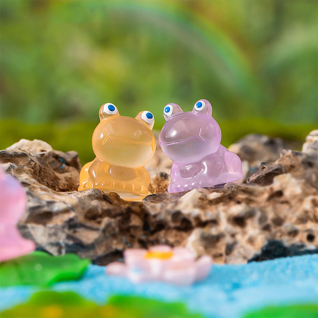 Mini Frog Ornament Natural And Realistic Bright Color Easy To Clean Easy Clean Unique Design Miniature Sculpture Resin Mini Frog
