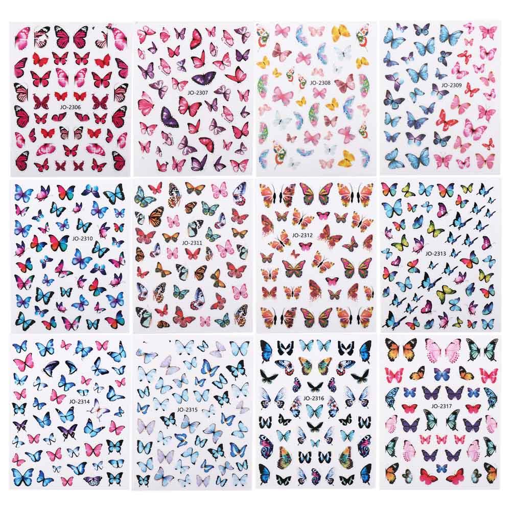 

Adhesive Fashion Flowers Nail Stickers Nail Decals Nail Art Decorations Butterfly Nail Stickers