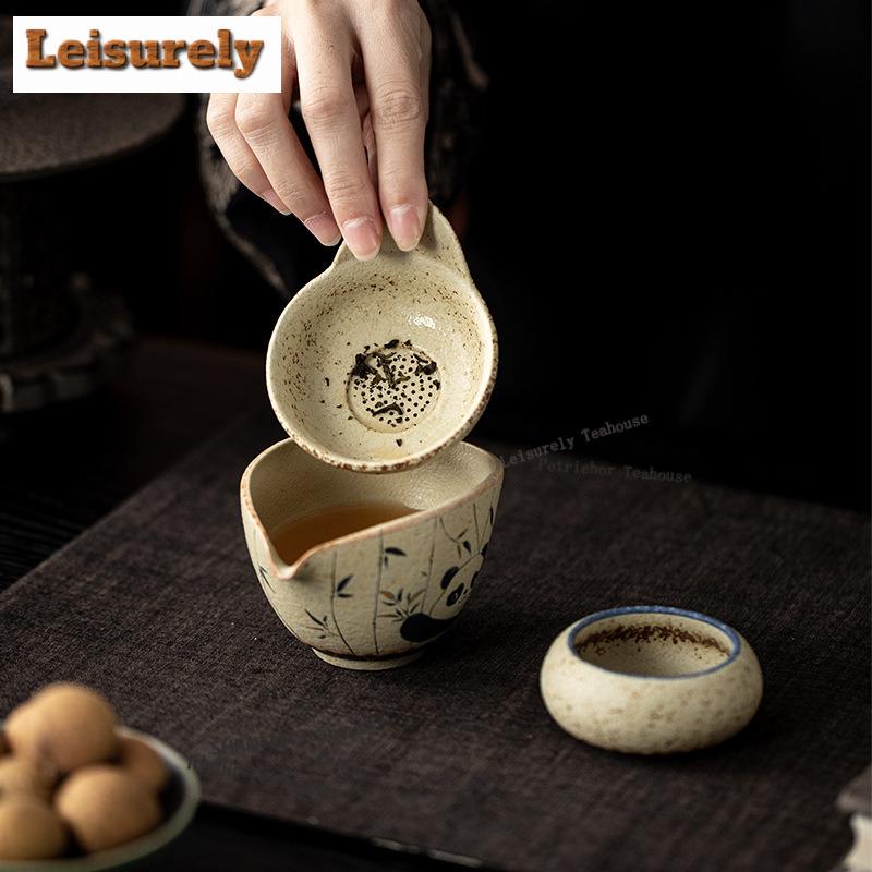 Blau und Weiß Firestone Roter Panda Bambus Tee-Separator Infusor Kreativer Teefilter Spender Teezubereitung Teefilter Cha Geschenk