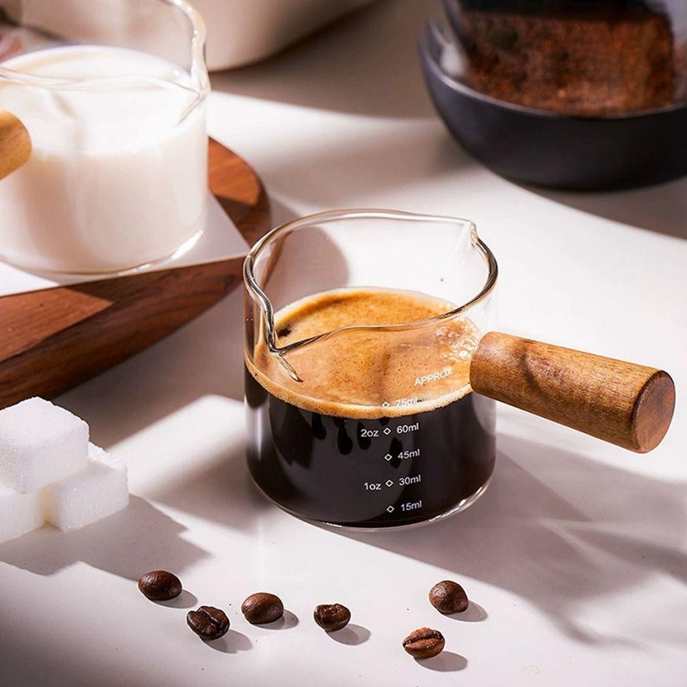 Clear Triple Pitcher Milk Cup V-Shaped Mouth Glass Espresso Cups  Espresso