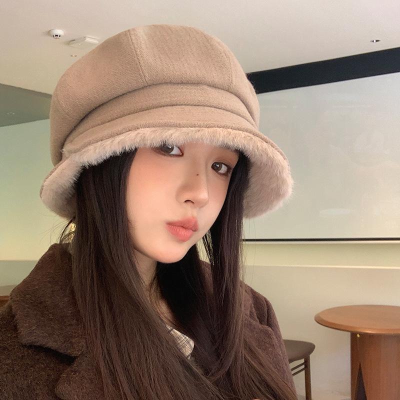 Winter Hat Women's High-end Fleece Thickened Octagonal Hat Fashion Versatile Beret Warm Painter Hat